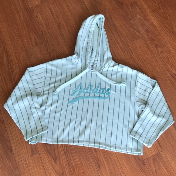 adidas Sweaters - Adidas Originals Teal Midriff Hoodie Sweater Size Large